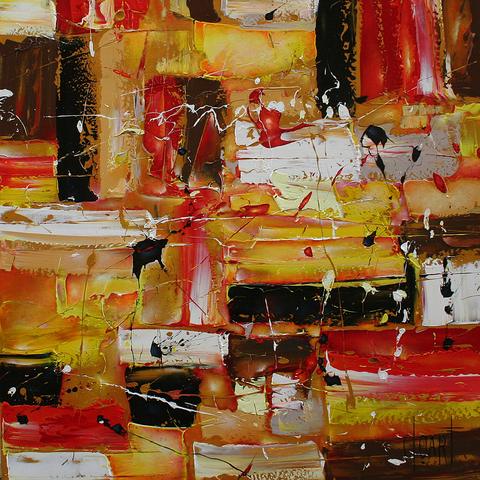 Bibliothèque jaune, tableau abstrait de Philippe Cloart