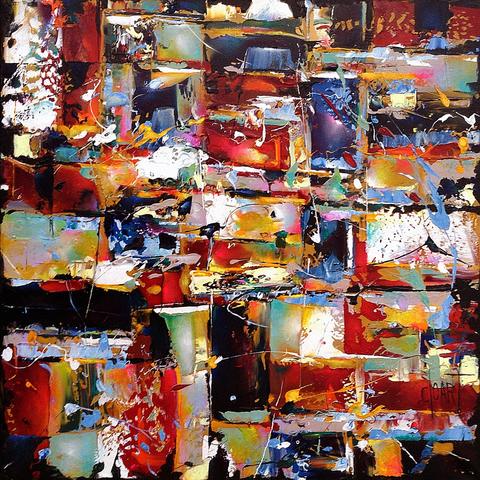 Carré Six Catherine, tableau abstrait de Philippe Cloart