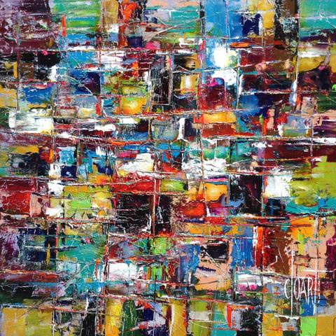 Bibliothèque (Lejeune), tableau abstrait de Philippe Cloart