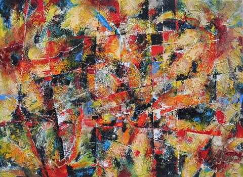 Moulin Rouge, tableau abstrait de Philippe Cloart