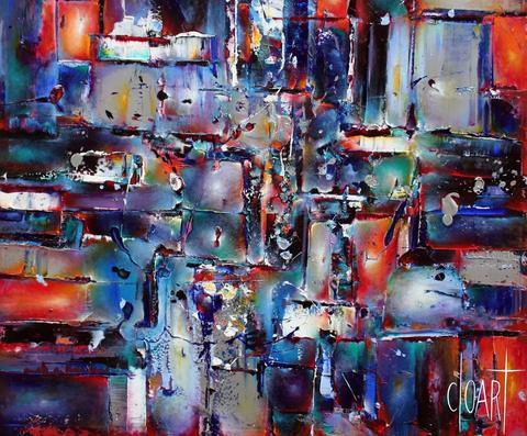 Philosophie bleue, tableau abstrait de Philippe Cloart