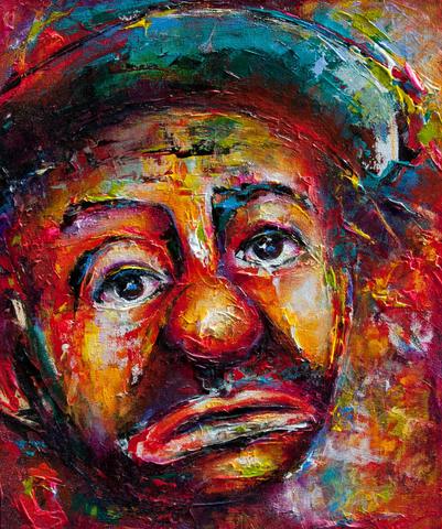 Visage Clown triste, tableau de Philippe Cloart
